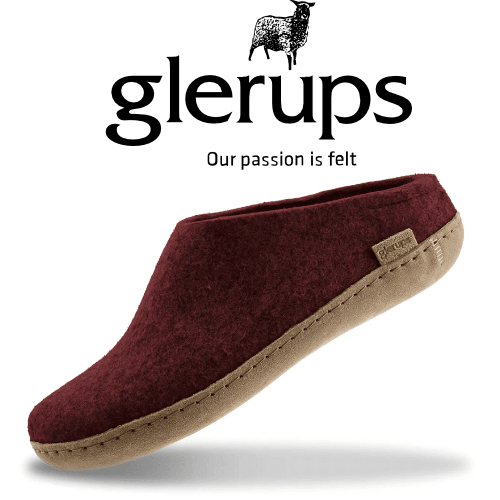 een paar Glerups hutsloffen in mooie herfstkleur