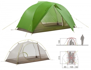 VAUDE Space SUL 1-2P Seamless biedt veel ruimte voor weinig gewicht