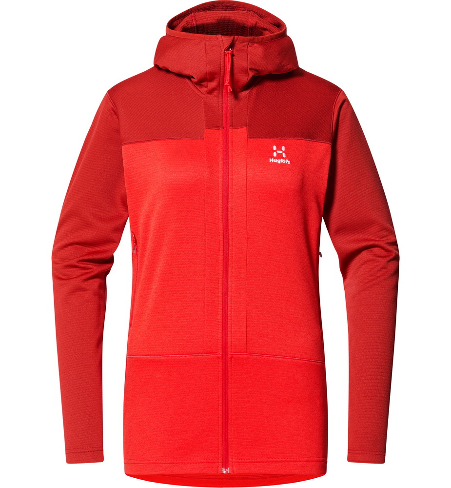 Haglofs Roc Mid Flash Hood, opvallend outdoorvest warme midlayer