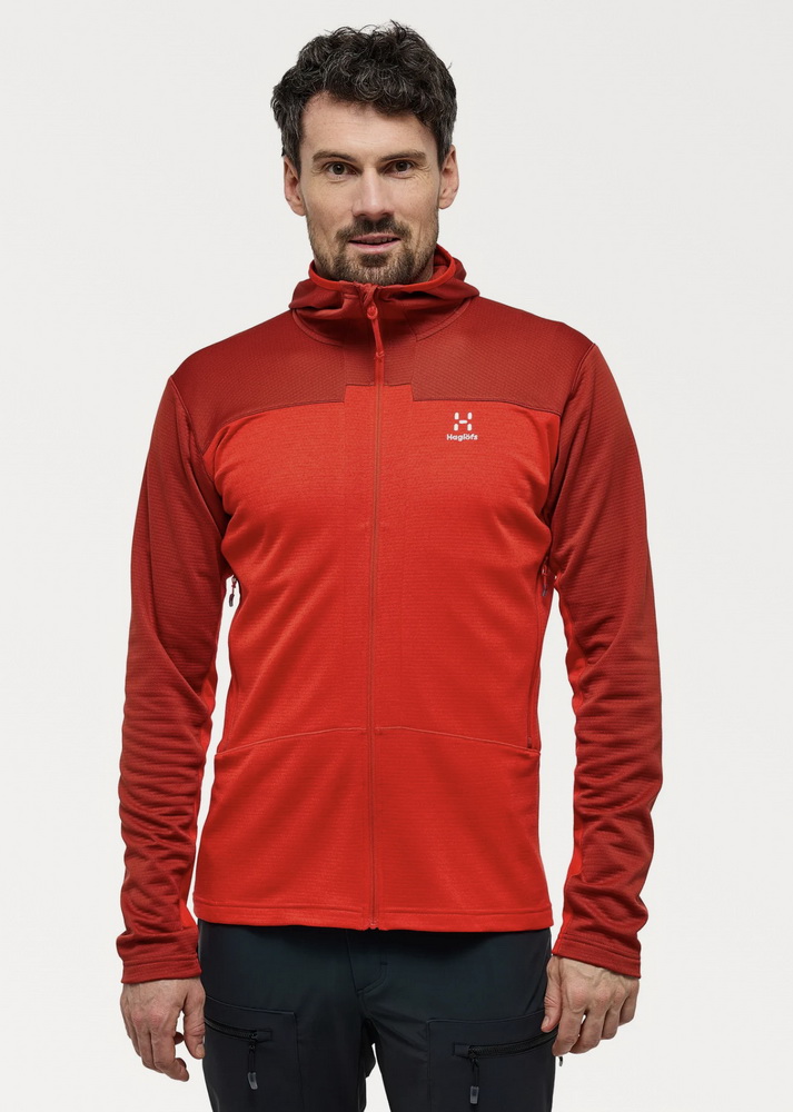 Haglofs Roc Mid Flash Hood, opvallend outdoorvest warme midlayer